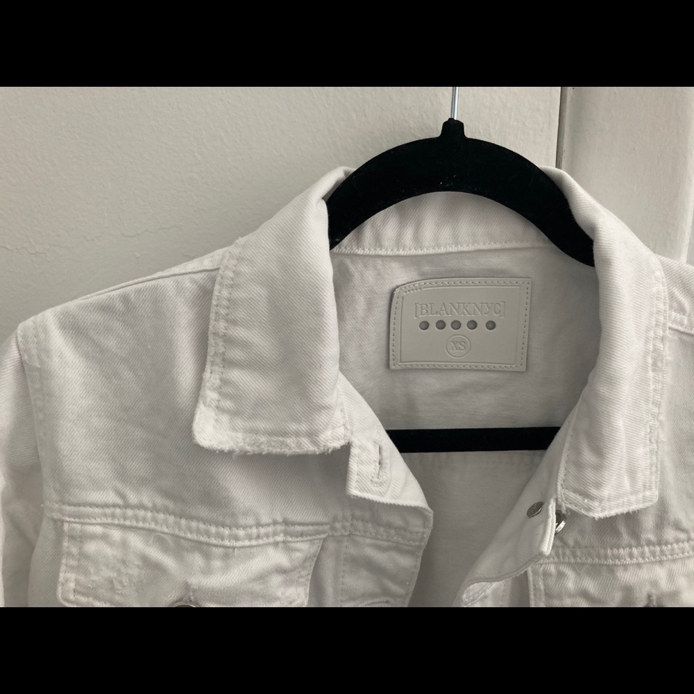 Blank NYC White Denim Jacket with frills